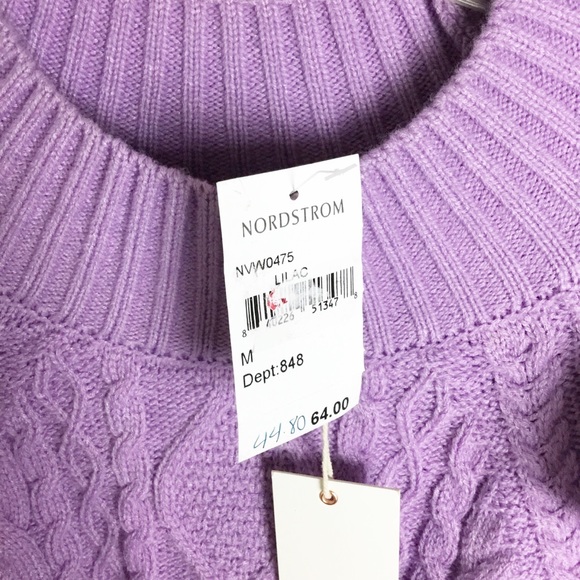 Vici Ruffle Shoulder Cable Knit Sweater In Lilac. Size M. - Picture 5 of 7